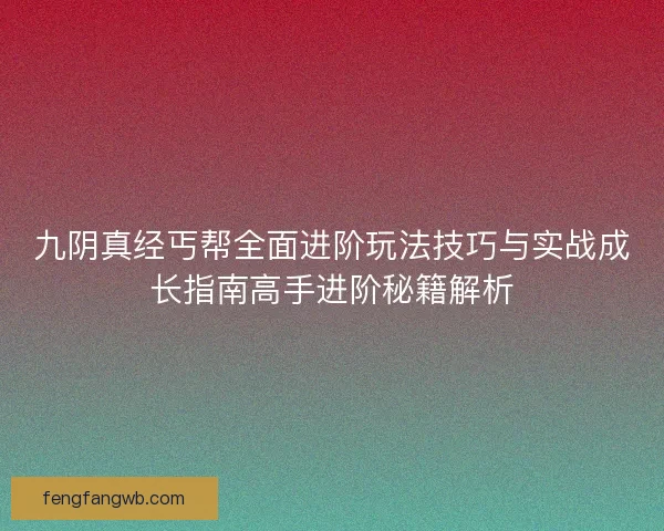 九阴真经丐帮全面进阶玩法技巧与实战成长指南高手进阶秘籍解析