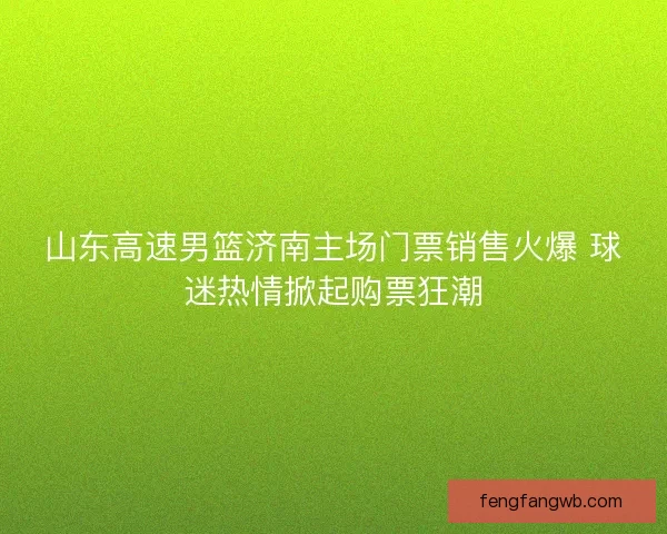 山东高速男篮济南主场门票销售火爆 球迷热情掀起购票狂潮