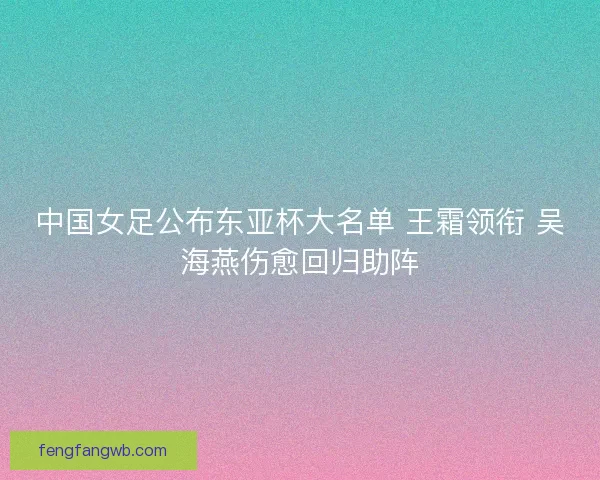 中国女足公布东亚杯大名单 王霜领衔 吴海燕伤愈回归助阵